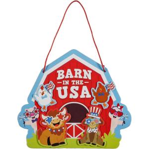 Fun Express 6 1/2″ x 5 1/2″ Patriotic Barn in The USA Animals Sign Craft Kits – Makes 12