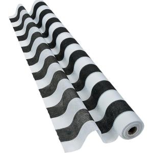 Fun Express Black and White Striped Gossamer Roll (3 ft x 100 ft) Wedding, Party and Halloween Decorations