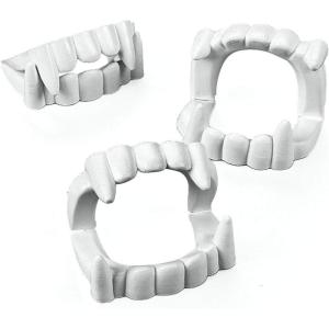 Fun Express Bulk 72 Pack Plastic Vampire Teeth for Kids, BPA Free Plastic, Halloween Costume Party Favors and Candy Alternative Trick or Treat Handouts, White(24)