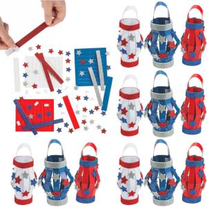 Fun Express Glitter Patriotic Lantern CK-12 – Craft Kits – 12 Pieces