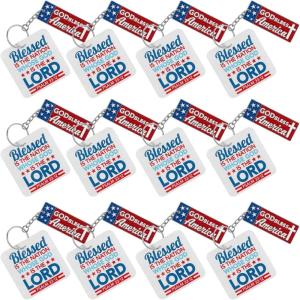Fun Express God Bless America Keychains with Psalm 33:12 Card 12 Pieces