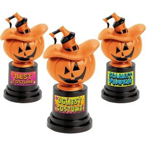 Fun Express Jack O’ Lantern Costume Trophy – Fun Halloween Party Awards for Kids & Adults – Perfect for Costume Contests Halloween Games – Prizes Adds Festive Fun to Your Event – 12 Pieces