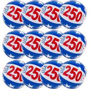 Fun Express Medium Patriotic Inflatable 11″ America 250th Anniversary Vinyl Beach Balls – 12 Pc.