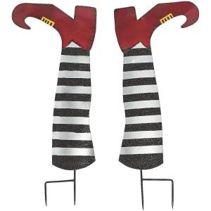 Fun Express Metal Upside Down Witch Legs Yard Stakes – Outdoor Halloween Home Decor – 2 Pieces