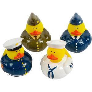 Fun Express Military Rubber Ducks Bulk 12 Pack – Army Party Favors for Kids Birthday & Classroom Prizes | Patriotic Rubber Duckies Set | Small Toys for Treasure Box, Carnival Prizes & Pinata Stuffers