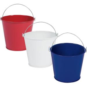 Fun Express Patriotic Mini Metal Pails Kit Red, White & Blue – 36 Pieces