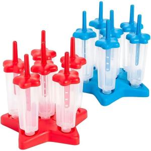 Fun Express Patriotic Star Popsicle Molds 2 Pieces – Ice Pop Maker Set for Kids & Toddlers | Homemade Frozen Treat Mold with Fun Shapes | Plastic Freezer Popsicles Molds for 4th of July Summer Parties