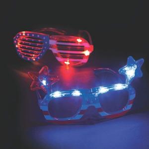 Fun Express USA Light Up Glasses for Fourth of July (6 Pieces) Patriotic Party Supplies