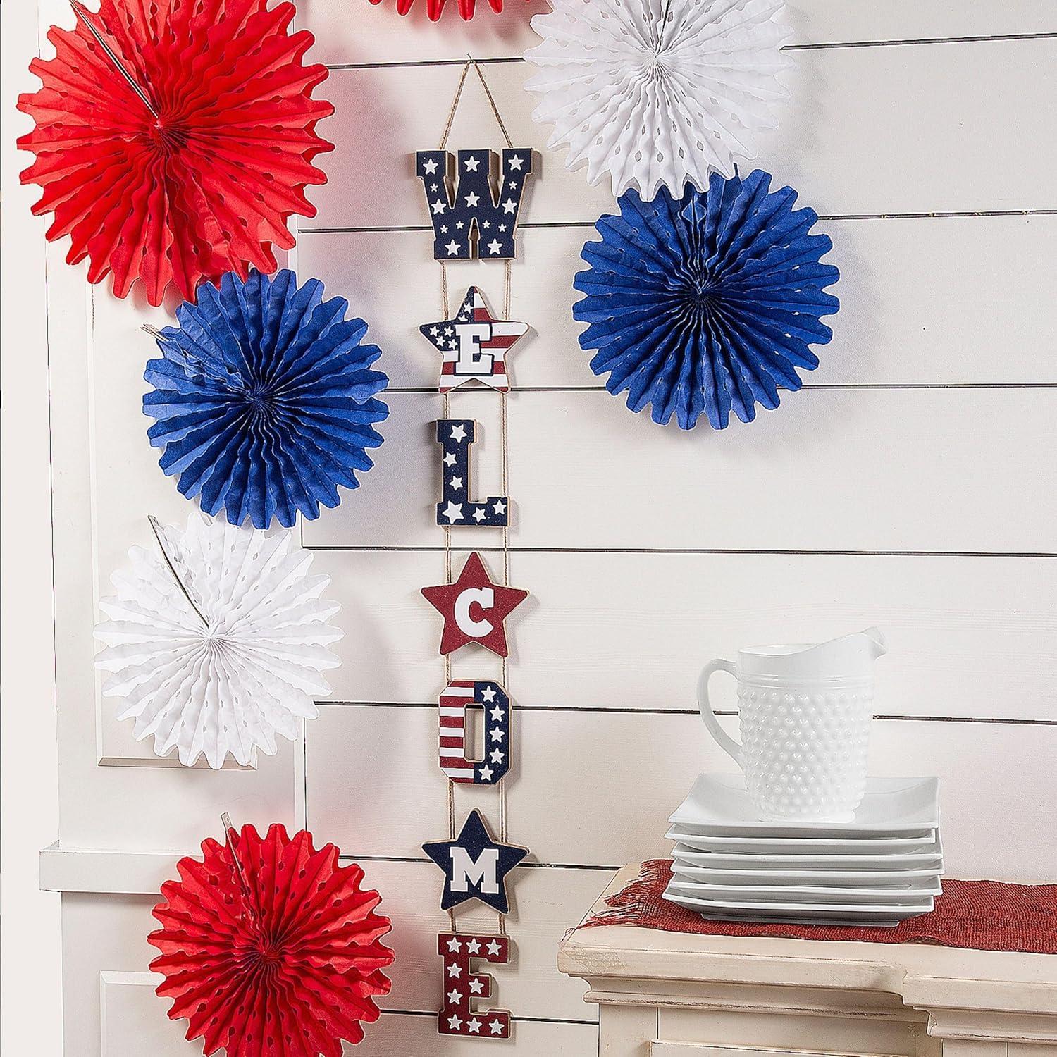 image:imageFun Express Patriotic Vertical Hanging Welcome Sign