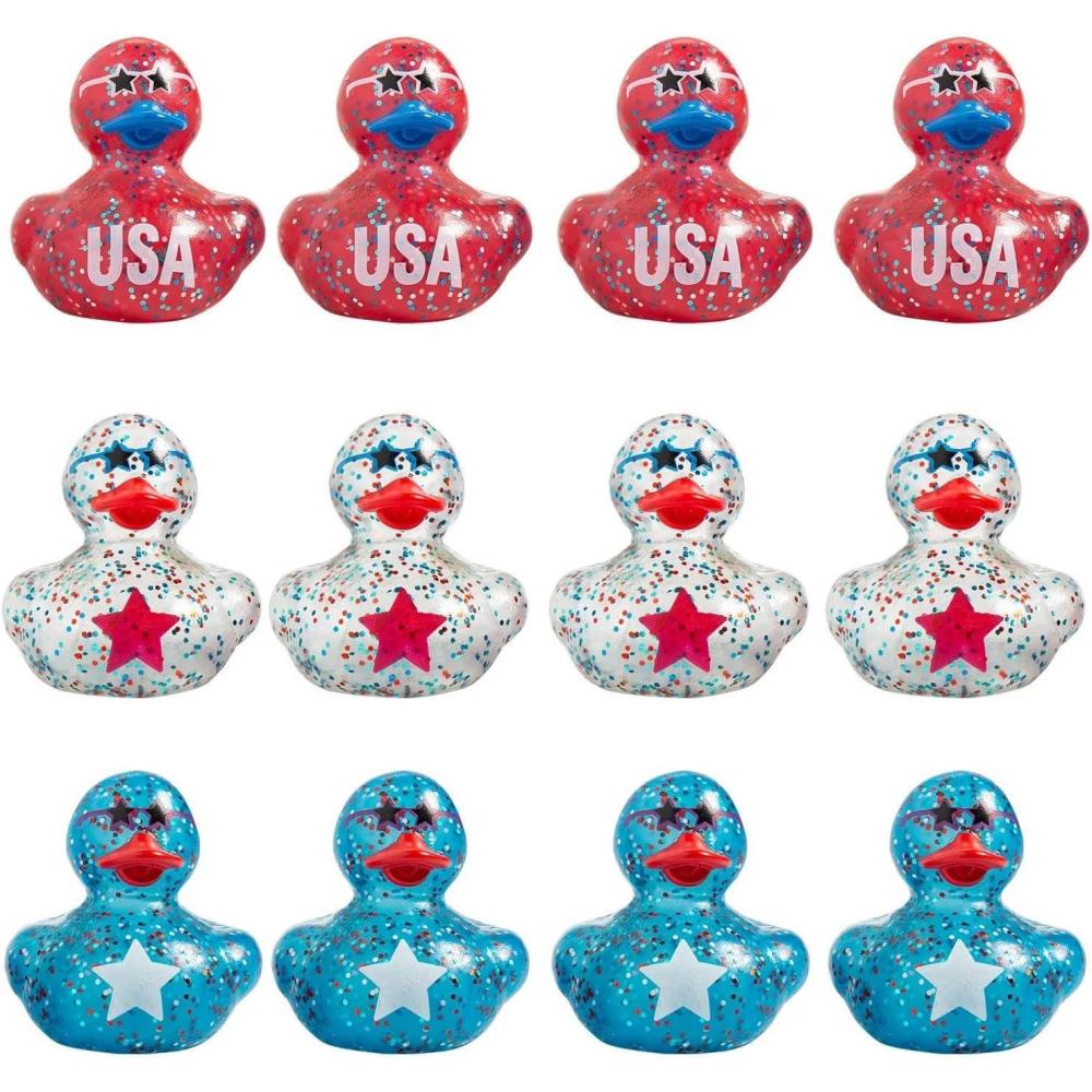 image:image2 Patriotic TriColor Polka Dot USA Rubber Ducks 12 Pc