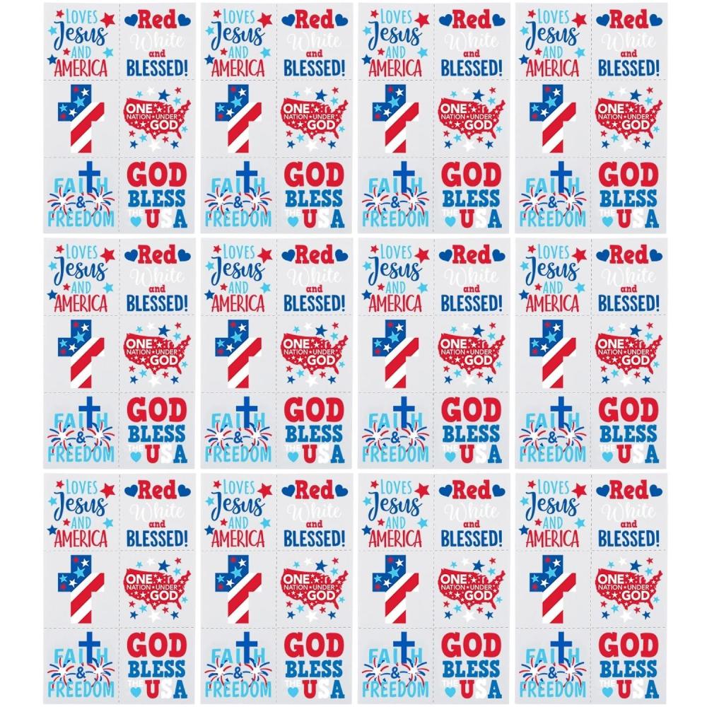 image:imageBulk 72 Pieces Religious Patriotic Temporary Tattoos 72 Pieces