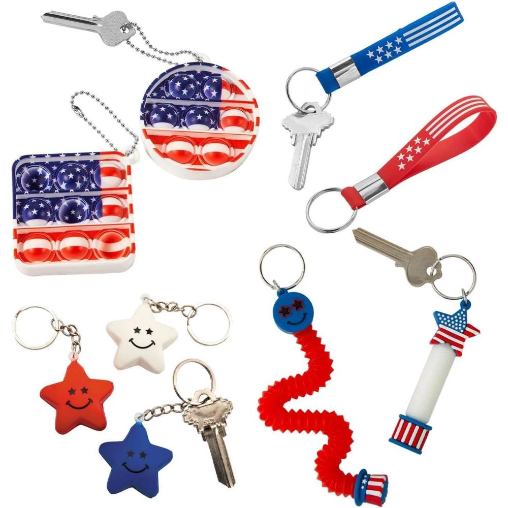image:imageFun Express 1 12 4 Bulk 48 Pc Patriotic Keychain Assortment