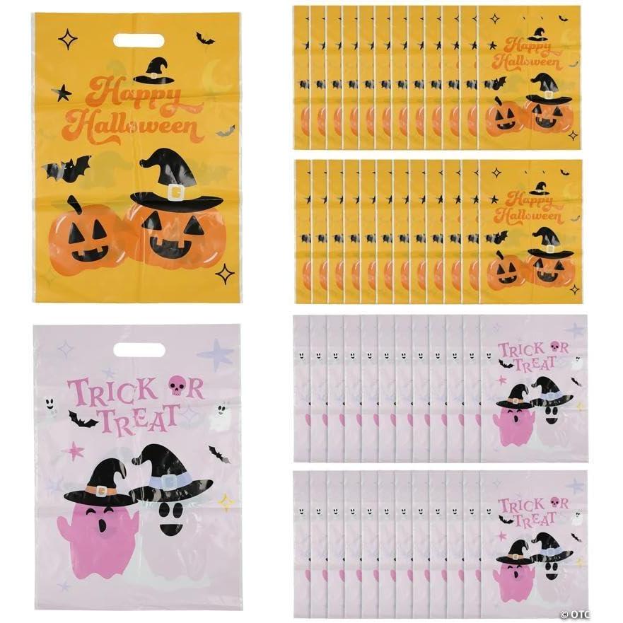 image:imageFun Express 12 12 x 17 Bulk 50 Pieces Happy Halloween amp TrickorTreat Plastic Favor Bags