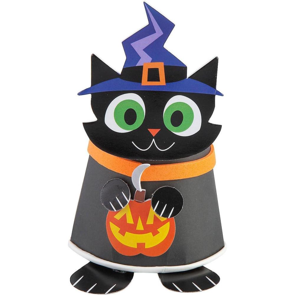 image:imageFun Express 3 12 x 5 12 Halloween 3D Black Cat Paper Cup Craft Kit Makes 12