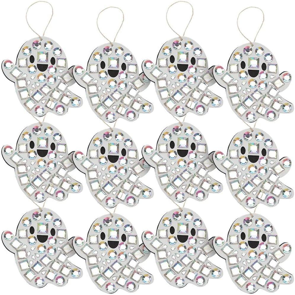 image:imageFun Express 4 Disco Ghost Mosaic Iridescent Rhinestone Ornament Craft Kit Makes 12