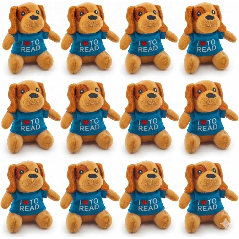 image:imageFun Express I Love to Read Stuffed Animals Puppies 12 Pack Cute Plushies Party Favors for Kids Birthday Classroom Prizes Treasure Box Toys Small Plush Teddy Bears for Girls Goodie Bag Stuffers