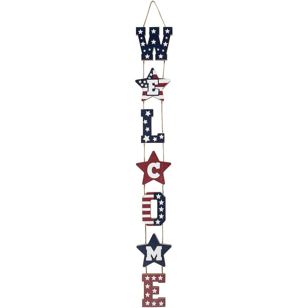 image:imageFun Express Patriotic Vertical Hanging Welcome Sign