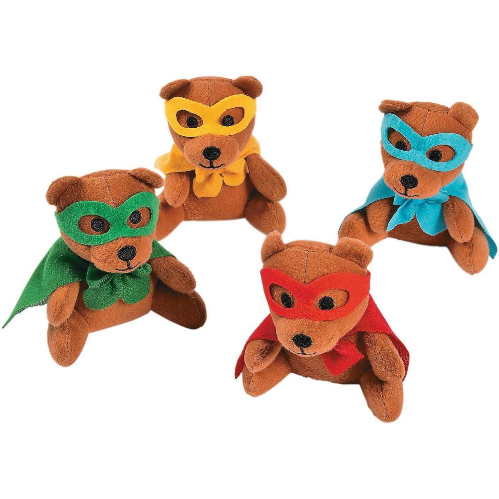 image:imageFun Express Teddy Bear Stuffed Animals Bulk Set of 12 Superhero Plushies Party Favors for Kids Birthday Classroom Prizes Treasure Box Toys Goodie Bag Stuffers Mini Gifts for Boys and Girls