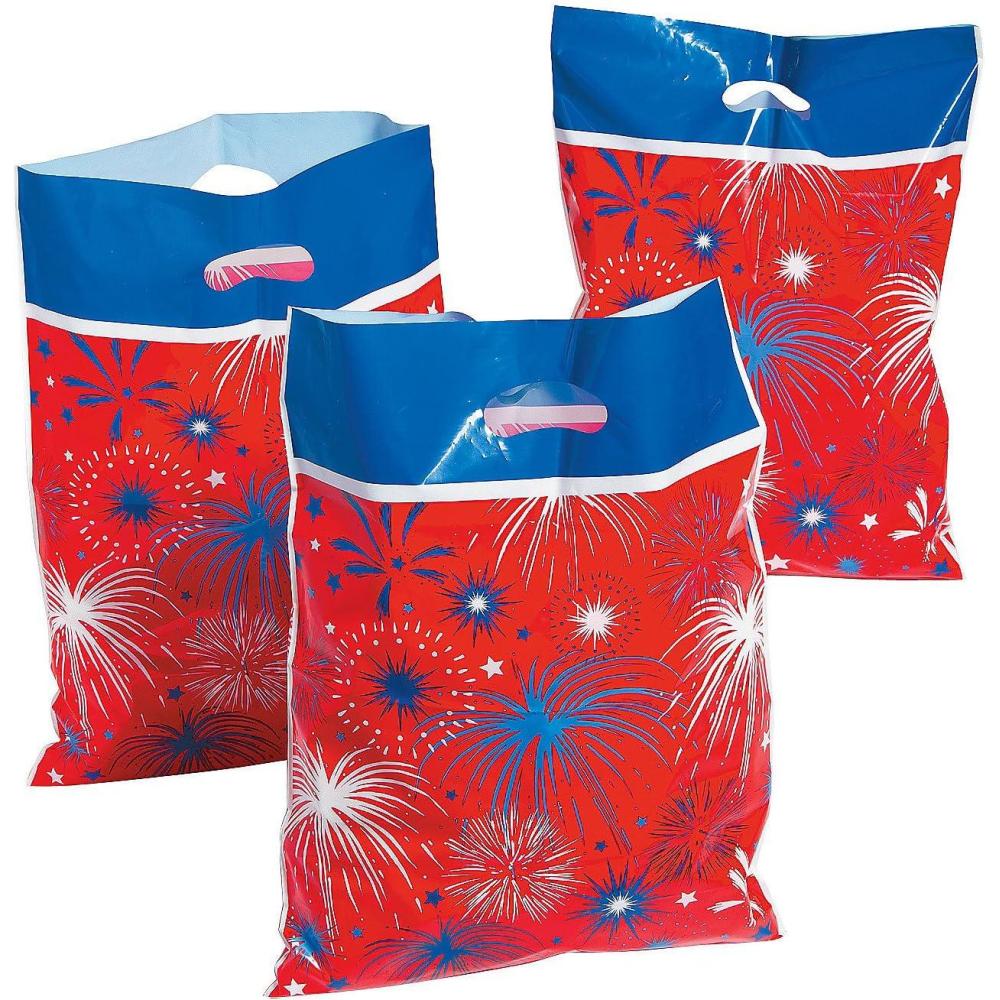 image:imagePatriotic Fireworks Goody Treat Bags  Bulk set of 50  USA and Fourth of July Party Supplies