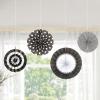 Black Paper Fan Assortment – Party Decor – 8 Pieces