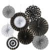 Black Paper Fan Assortment – Party Decor – 8 Pieces