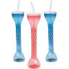 Fun Express Patriotic USA Yard Glasses Set of 6 Reusable Cups with Lids and Straws – 20 oz BPA Free Plastic Tumblers for 4th of July Party Favors | Red Blue American Flag Cups for Pool Party Supplies