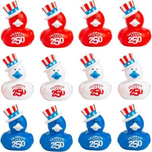 2 1/2″ Patriotic 250th Anniversary Vinyl Rubber Ducks – 12 Pc.