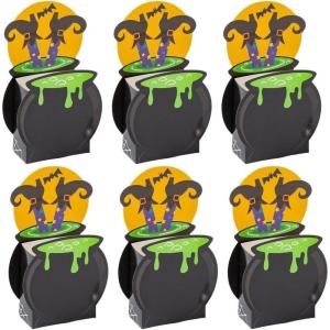 Black Halloween Witch’s Cauldron Cardstock Treat Boxes – 4″ x 2″ x 6.5″ (Pack of 12) – Perfect for Halloween Parties, Trick or Treating, Classroom Events, and Spooky Celebrations