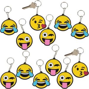 Fun Express – Emoticons Rubber Key Chain – Apparel Accessories – Key Chains – Novelty Key Chains – 12 Pieces
