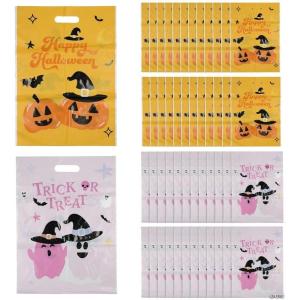 Fun Express 12 1/2″ x 17″ Bulk 50 Pieces Happy Halloween & Trick-or-Treat Plastic Favor Bags