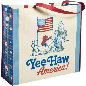 Fun Express 19″ x 17 1/2″ Large Patriotic Peanuts Snoopy Yee Haw America Laminated Nonwoven Shopper Tote Bag