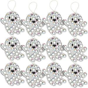 Fun Express 4″ Disco Ghost Mosaic Iridescent Rhinestone Ornament Craft Kit – Makes 12