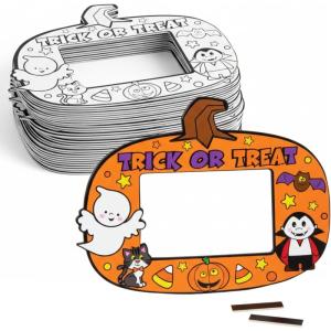 Fun Express DIY Color Your Own Halloween Trick-or-Treat Picture Frame Magnets – Fun Crafts for Kids, Perfect for Halloween Parties and Activities – 50 Pieces