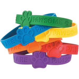 Fun Express Paw Print Rubber Bracelet – 24 Pieces – Educational And Learning Activities For Kids