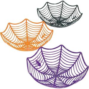 Plastic Spider Web Spiderweb Halloween Candy Bowls – 3 Piece Set