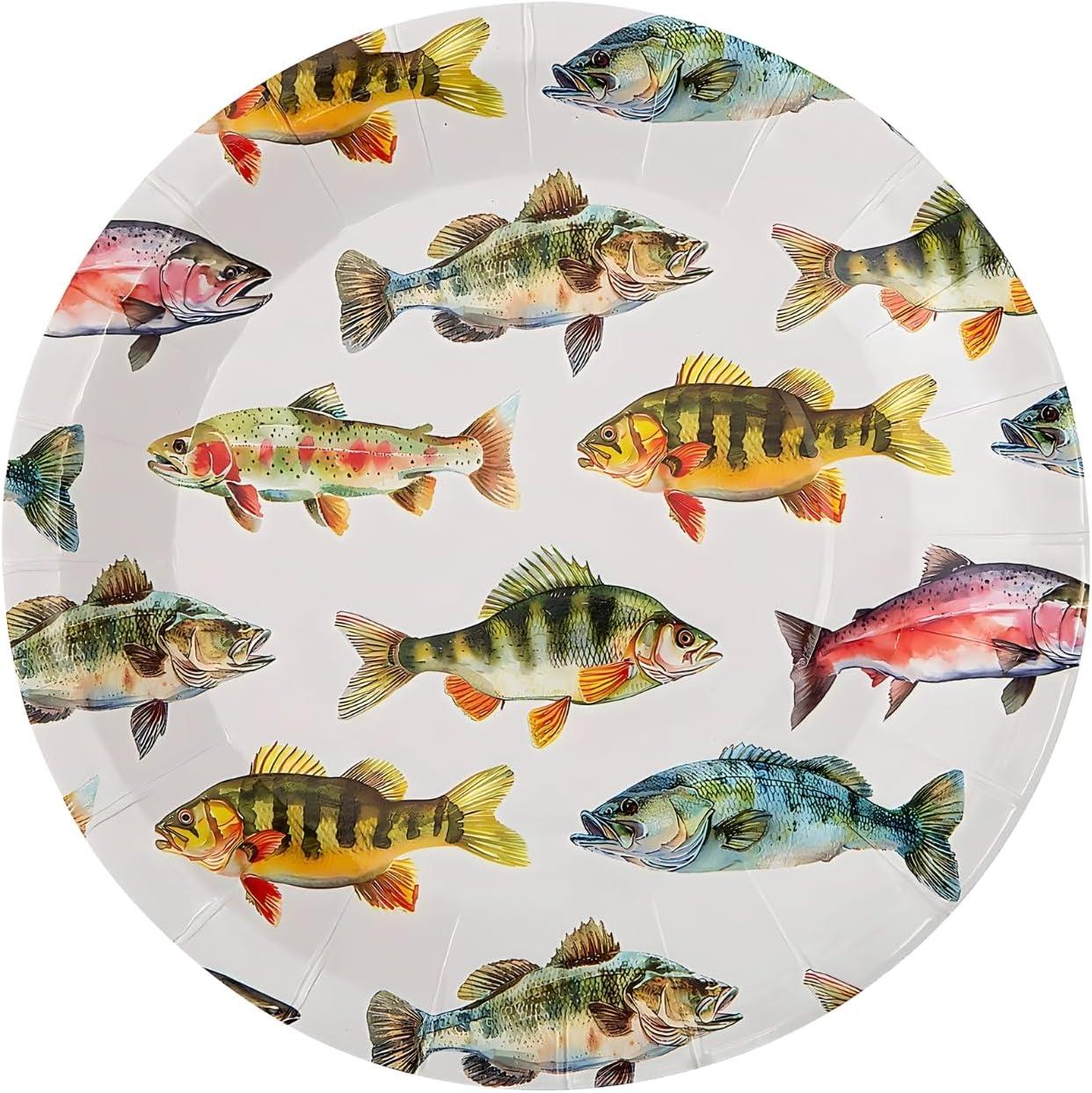 image:imageFun Express 9 Fishing Party Disposable Paper Dinner Plates 8 Count Vacation Bible School Supplies