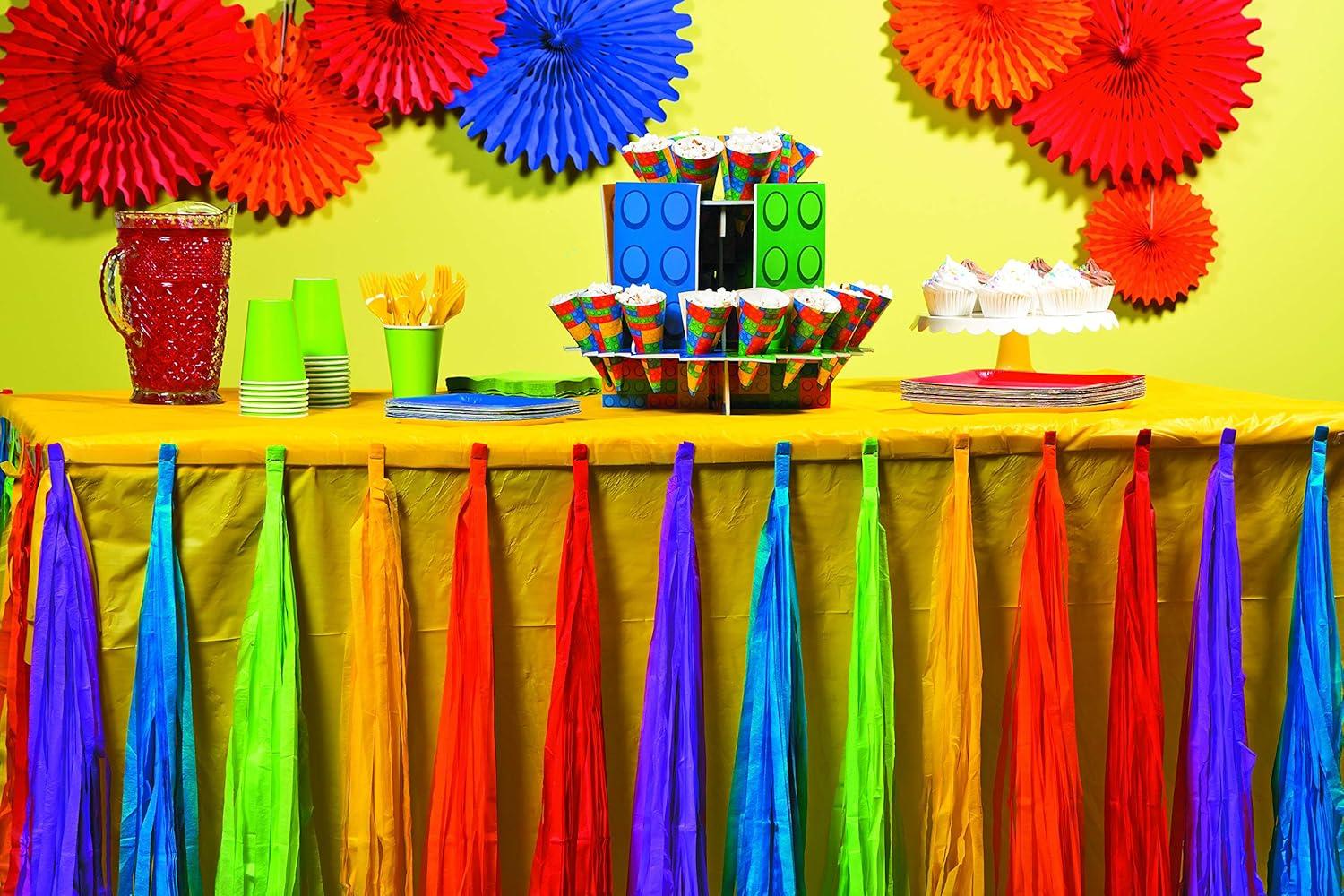 image:imageFun Express Rainbow Fringe Table Skirt 9 feet Birthday Party Decor Colorful Decorations for Classroom Parade Float Supplies