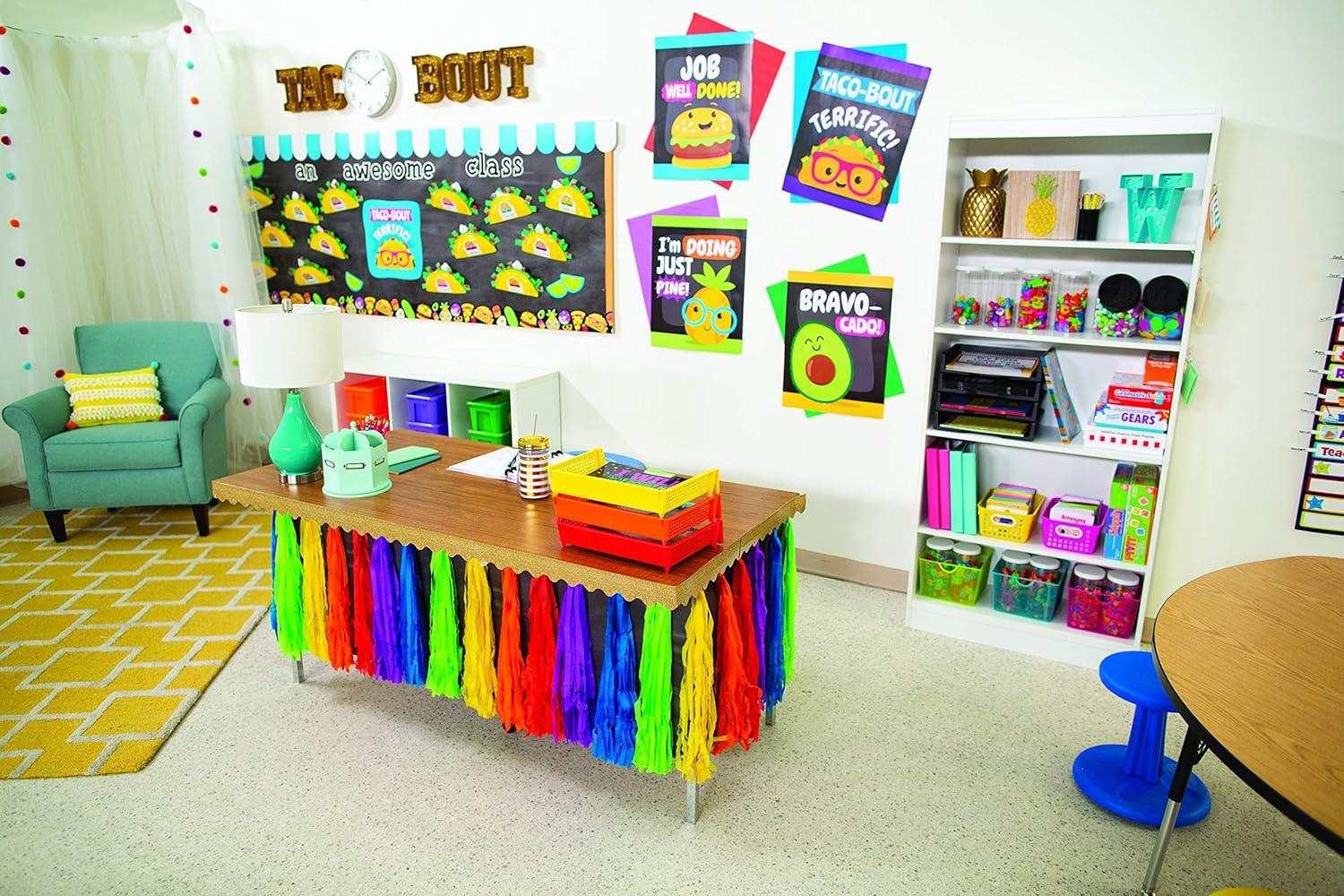 image:imageFun Express Rainbow Fringe Table Skirt 9 feet Birthday Party Decor Colorful Decorations for Classroom Parade Float Supplies
