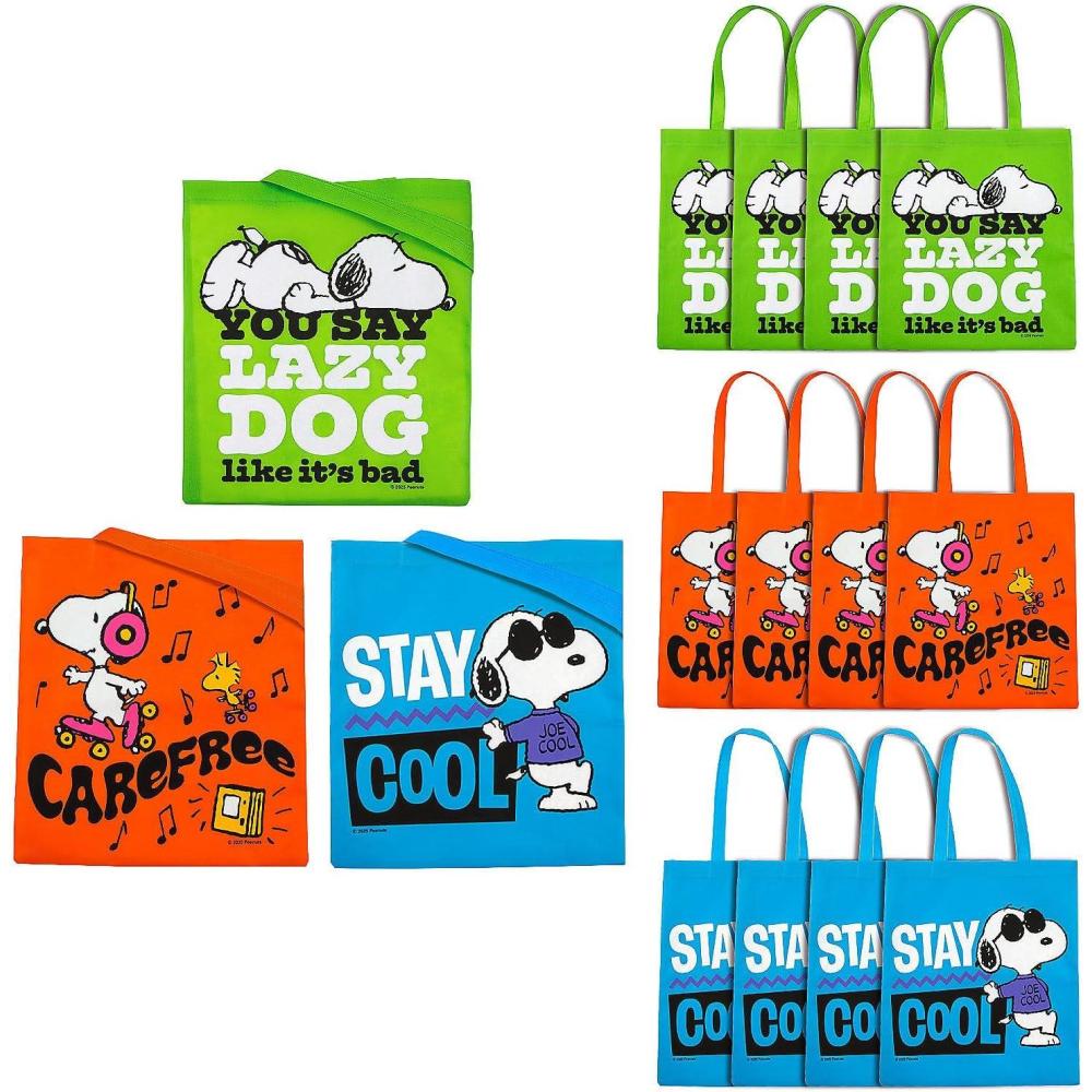 image:image15 x 17 Medium Peanuts Nonwoven Snoopy Tote Bags 12 Pc