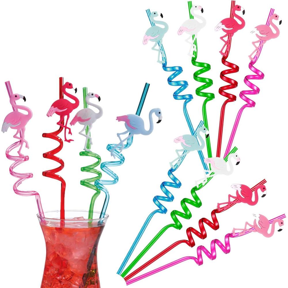 image:imageFun Express 12 Pieces Flamingo Silly Straws BPA Free Plastic Reusable for Party Supplies MultiColor