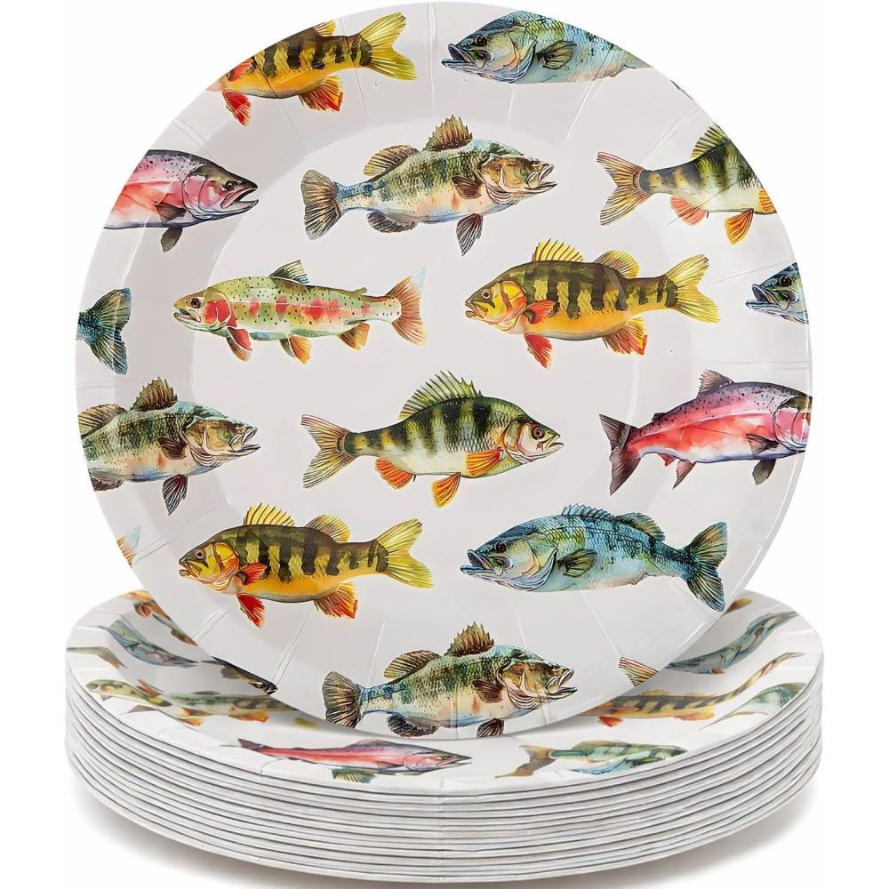 image:imageFun Express 9 Fishing Party Disposable Paper Dinner Plates  8 Count Vacation Bible School Supplies