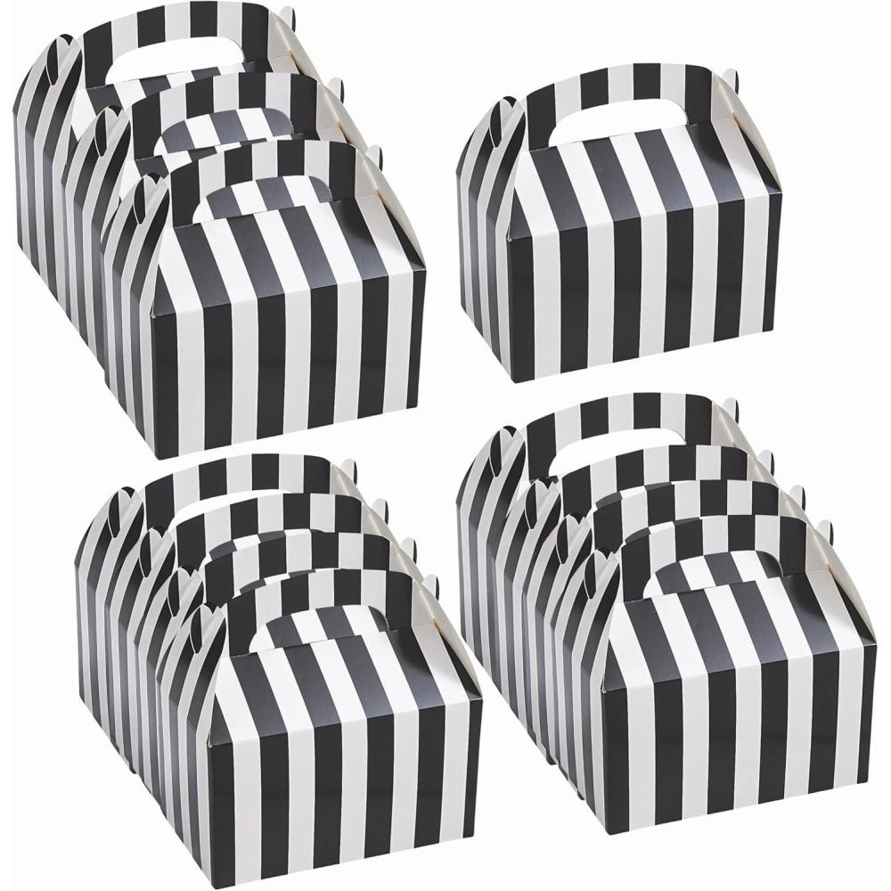 image:imageFun Express Black and White Striped Favor Boxes  Party Supplies  Set of 12