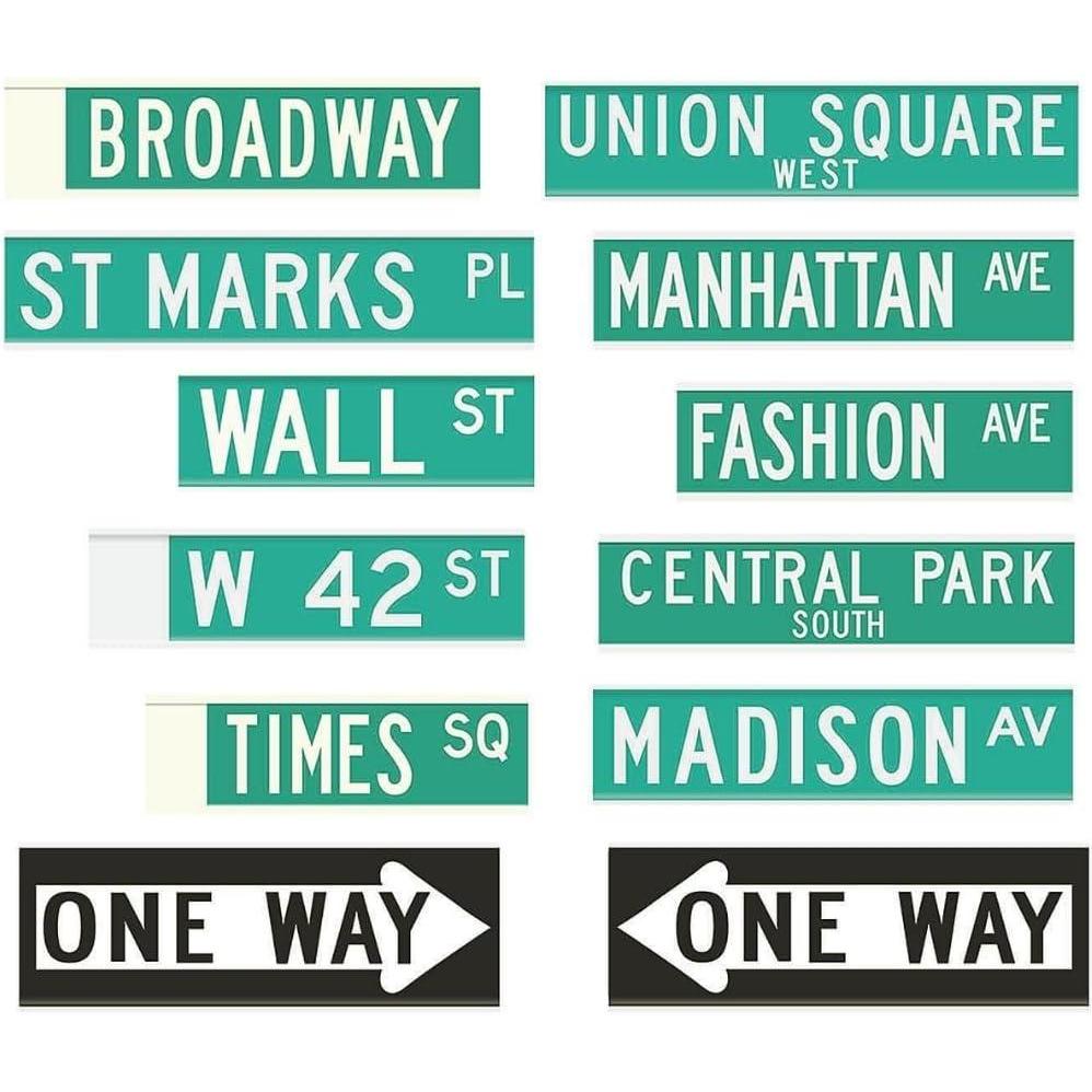 image:imageNew York City Street Sign Cutouts Set of 12 Including Wall Street Broadway and More Party Supplies and Decor
