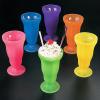Fun Express Bright Neon Milkshake Cups & Sundae Glasses Set – 12 Vintage Plastic Soda Shop Style Ice Cream Float Cups | Perfect for Root Beer Floats, Parties & Ice Cream Parlor Decorations