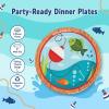 Fun Express Little Fisherman Party Paper Dinner – Fishing Themed Decoration Paper Plates – Fishing Disposable Dessert Plates for Little Fisherman Birthday Events Party Supplies – 8 Pieces