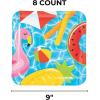Fun Express Summer Square Paper Dinner Plates – Theme Kid Summer Beach- Dessert Plates for Hawaiian Beach – Decorations Tableware Supplies – 8 Pieces – Multicolor