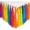 Fun Express Rainbow Fringe Table Skirt (9 feet) Birthday Party Decor, Colorful Decorations for Classroom, Parade Float Supplies