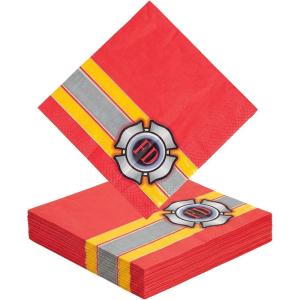 Fun Express – Fire House Hero Lunch Napkins (16pc) for Birthday – Party Supplies – Print Tableware – Print Napkins – Birthday – 16 Pieces