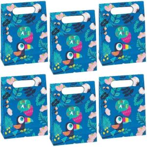 Fun Express – Tropical Toucan & Parrot Paper Bags for Party – Party Supplies – Bags – Paper Gift W & Handles – Party – 12 Pieces