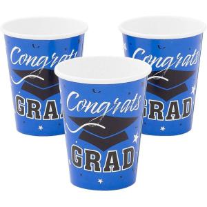 Fun Express Congrats Grad Blue 9Oz Cups (25Pc) – Party Supplies – 25 Pieces